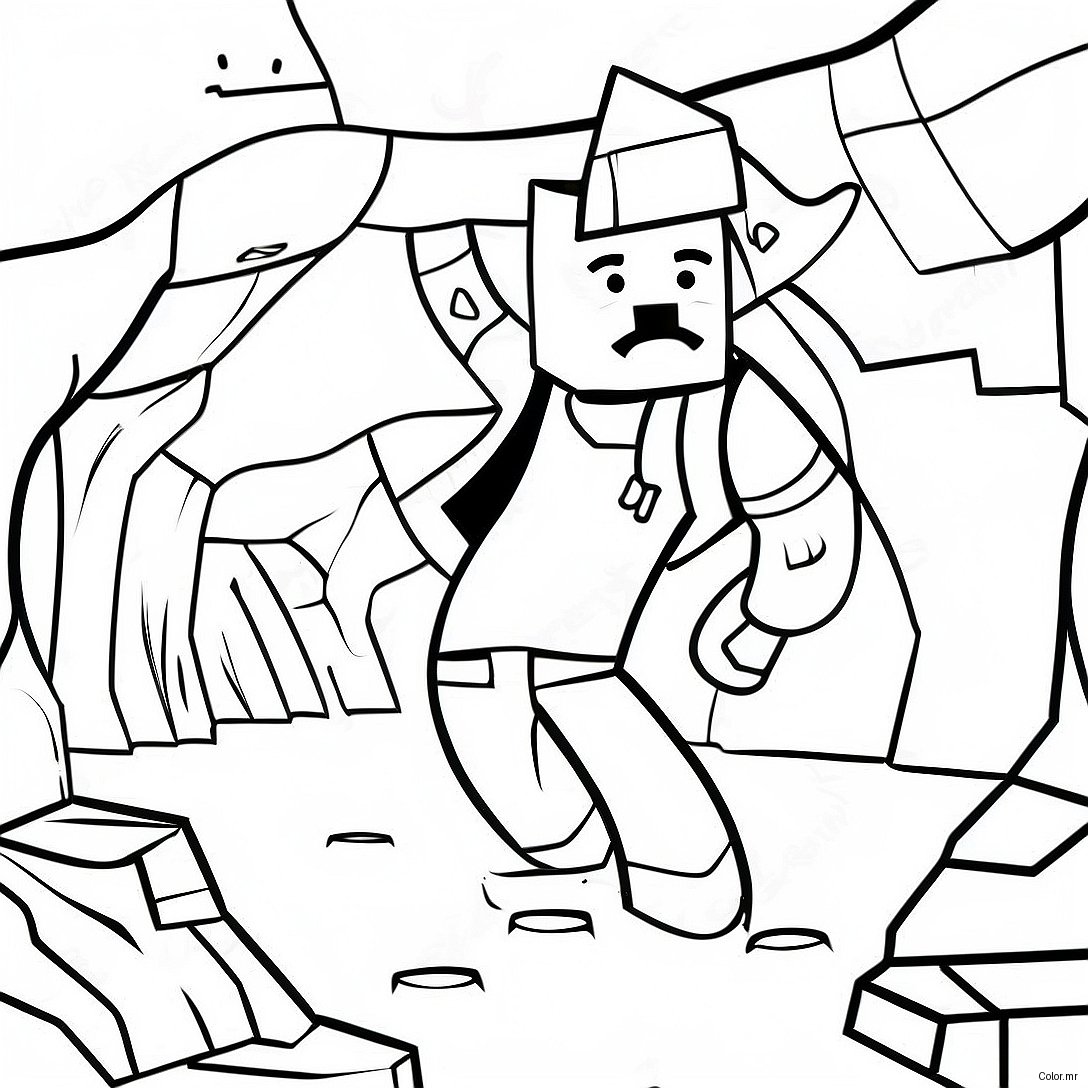 Adventurous Minecraft Alex Exploring A Cave Coloring Page 32120 16595