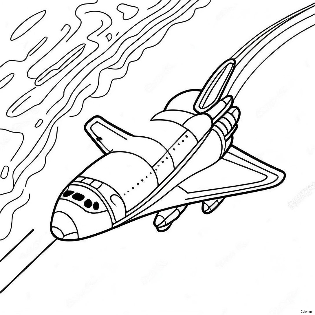 Colorful Space Shuttle Orbiting Earth Coloring Page 22314 20597