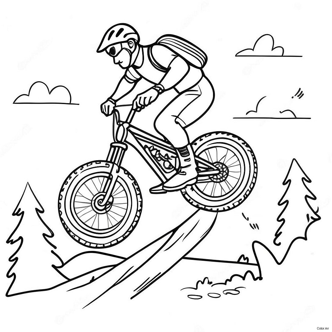 Cool Mountain Biker Jumping Over A Ramp Coloring Page 24595 22577
