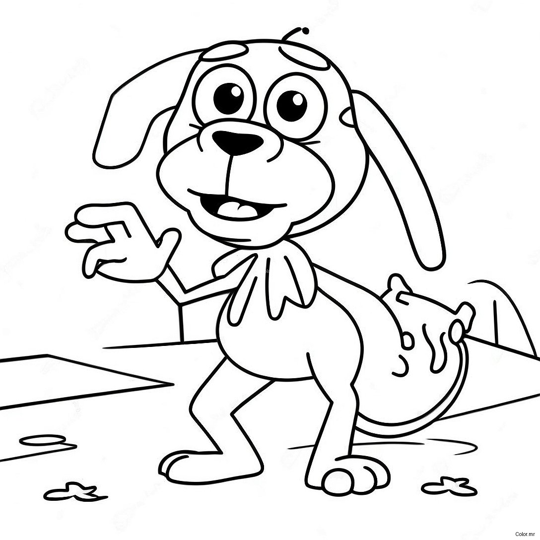 Courage The Cowardly Dog In A Scary Situation Coloring Page 12148 9941