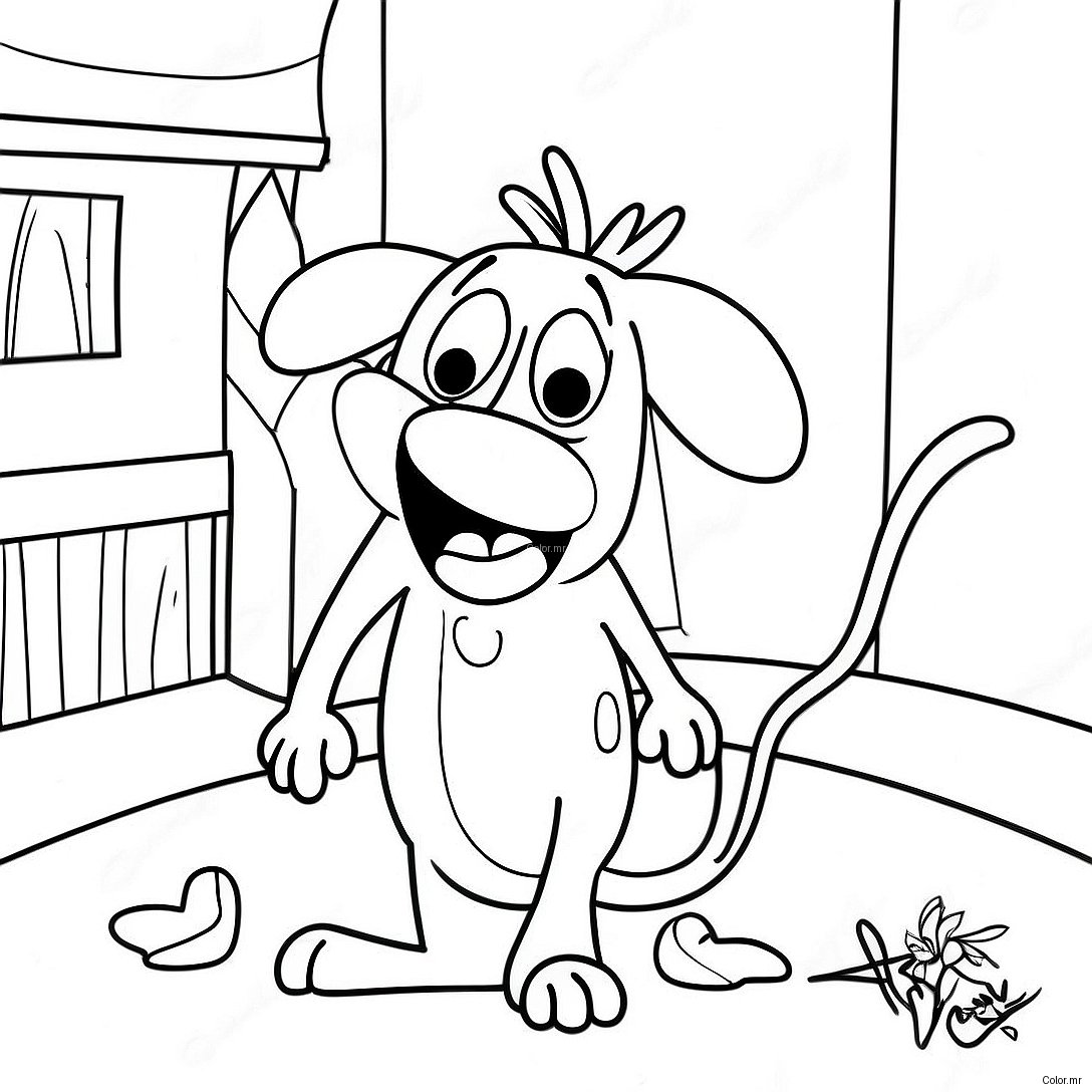 Courage The Cowardly Dog In A Scary Situation Coloring Page 12148 9944