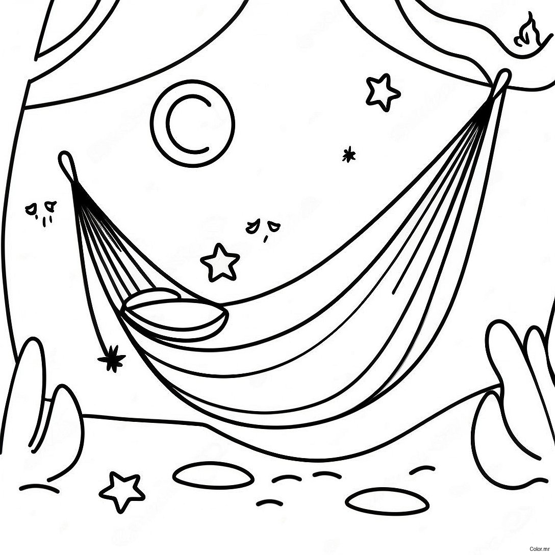 Cozy Hammock Under A Starry Sky Coloring Page 74436 61425
