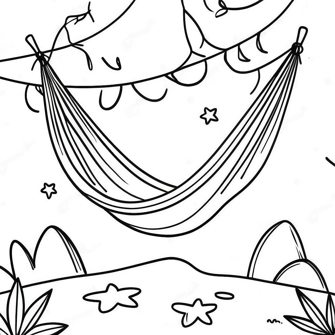 Cozy Hammock Under A Starry Sky Coloring Page 74436 61427