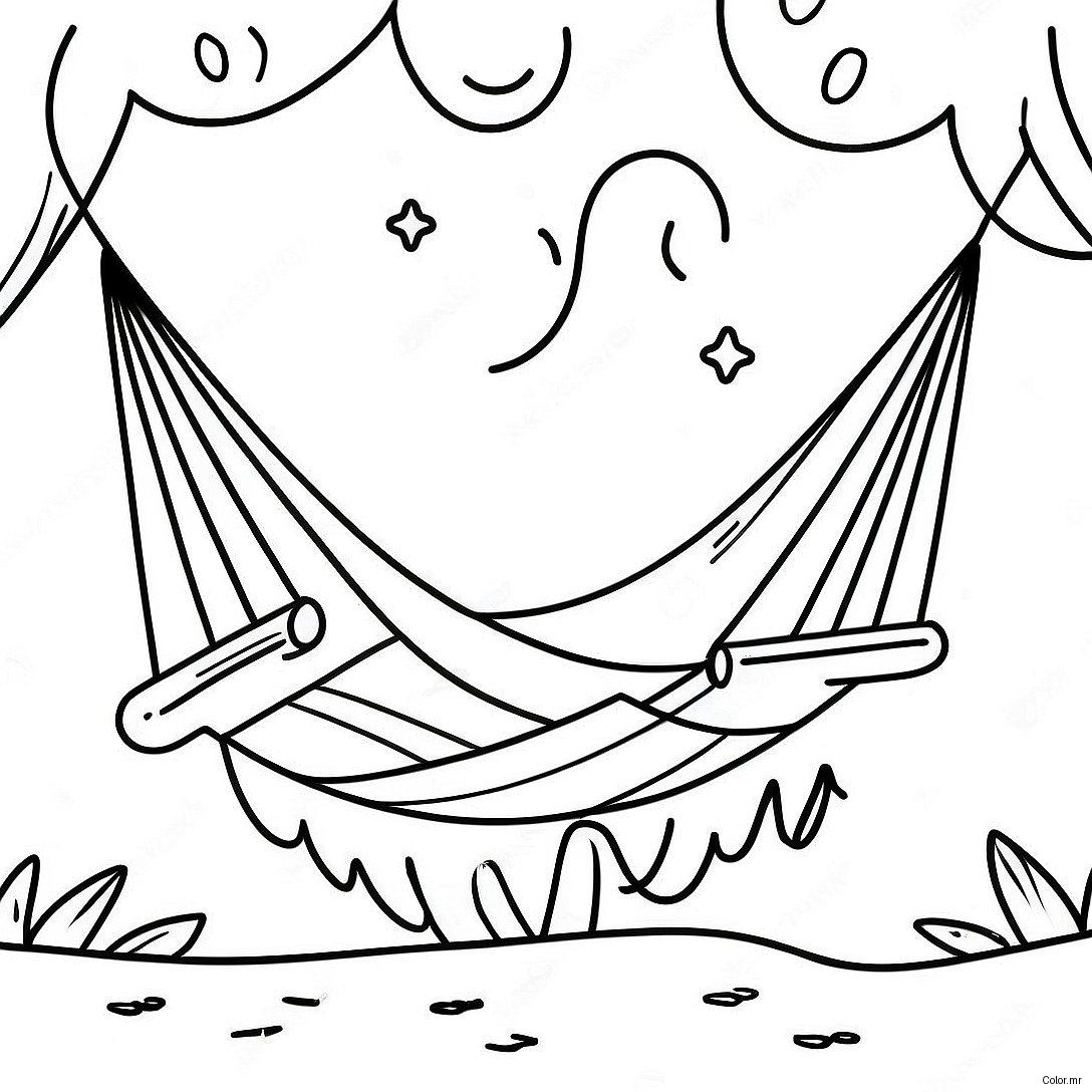 Cozy Hammock Under A Starry Sky Coloring Page 74436 61428