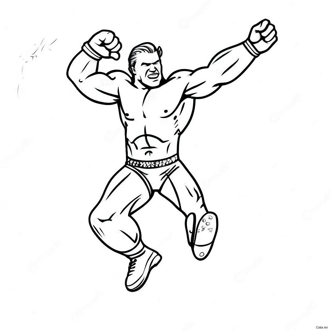 Detailed Wwe Wrestler Jumping On Opponent Coloring Page 68703 56652