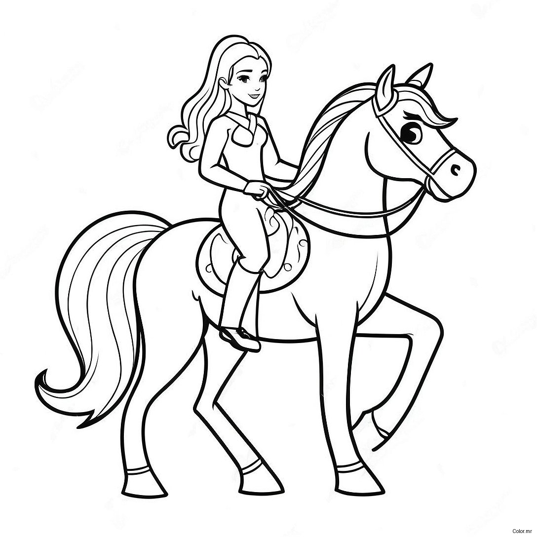 Elegant Princess Riding A Majestic Horse Coloring Page 51295 42717