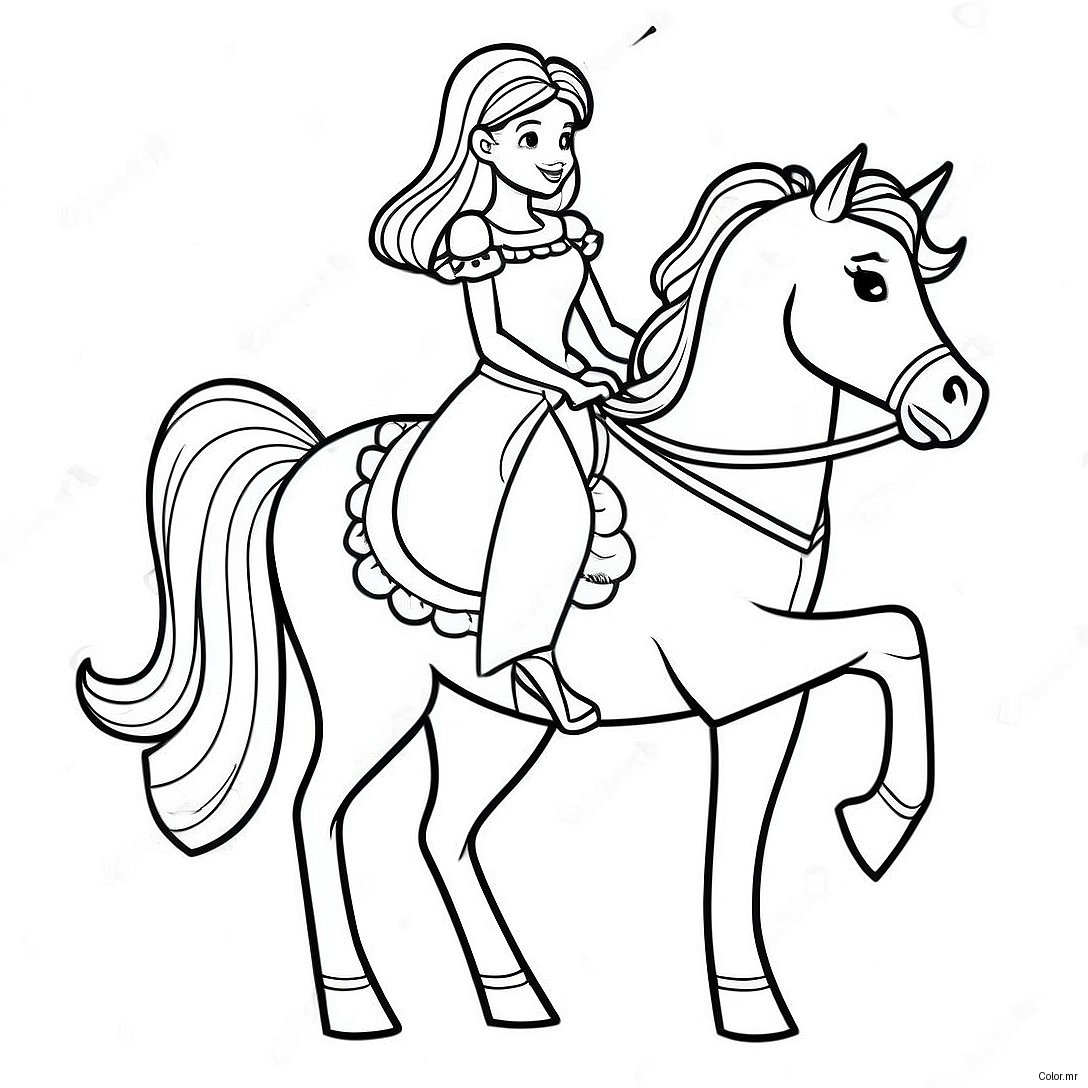 Elegant Princess Riding A Majestic Horse Coloring Page 51295 42720