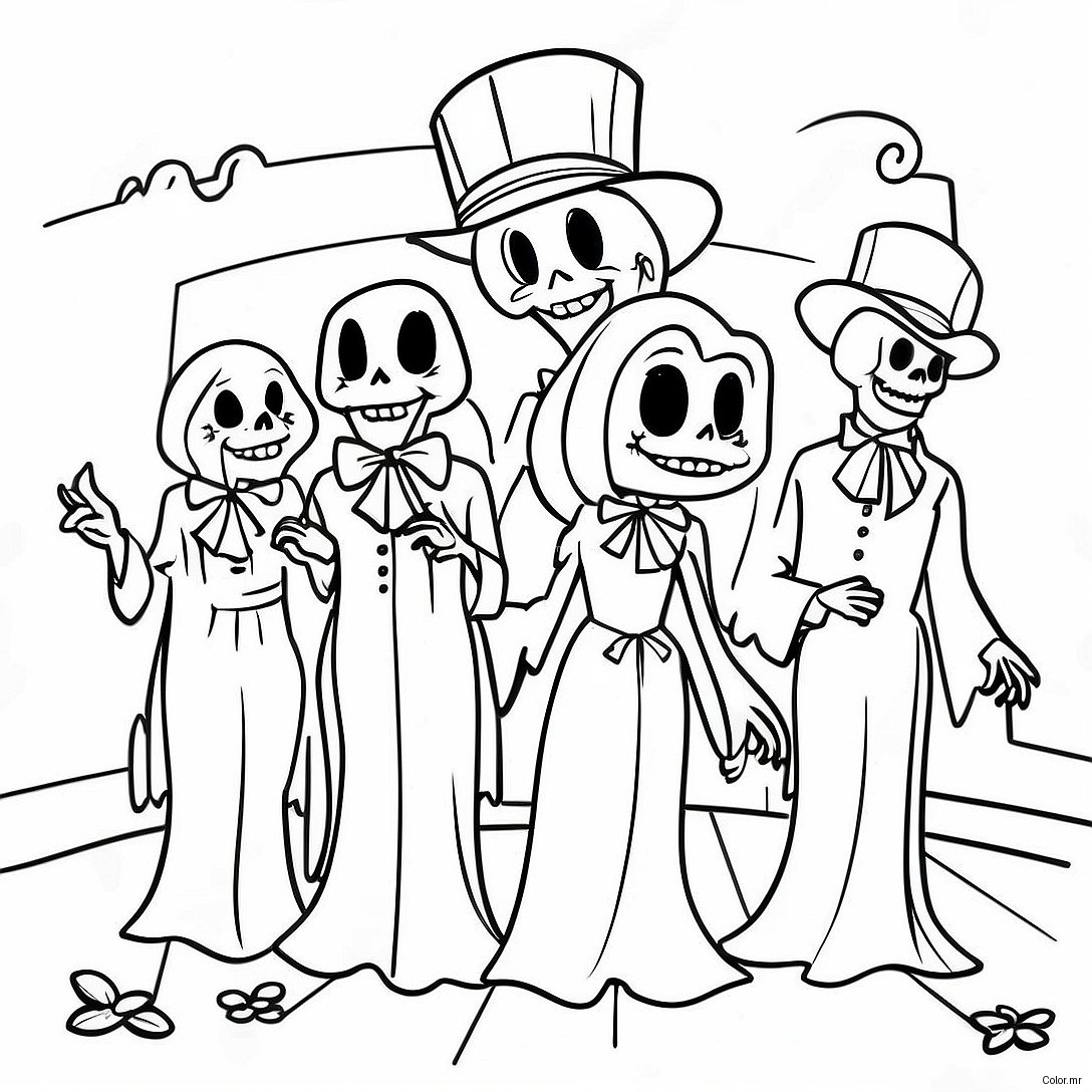 Ghostly Ghouls In The Haunted Mansion Coloring Page 12768 10621