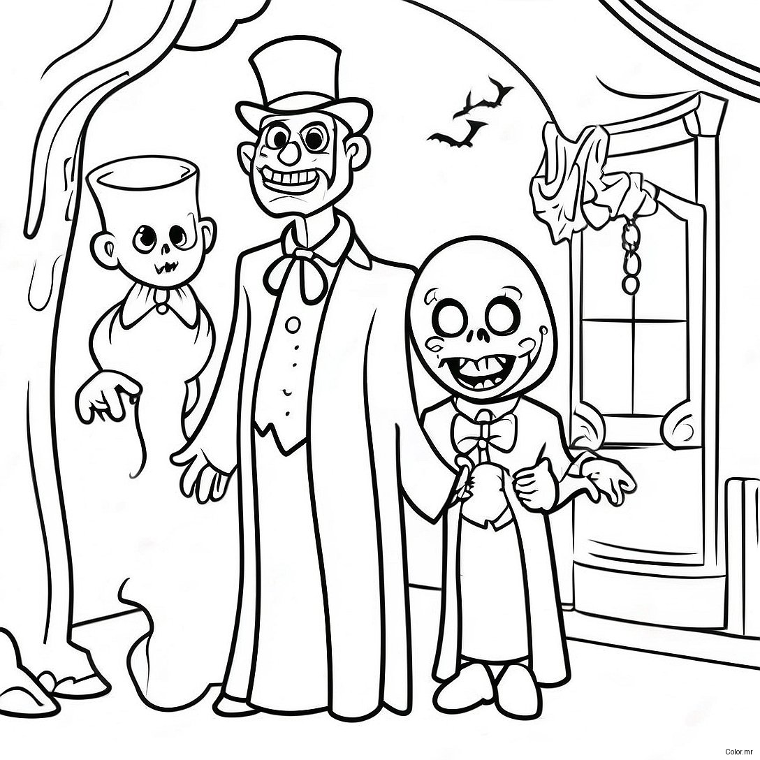 Ghostly Ghouls In The Haunted Mansion Coloring Page 12768 10623
