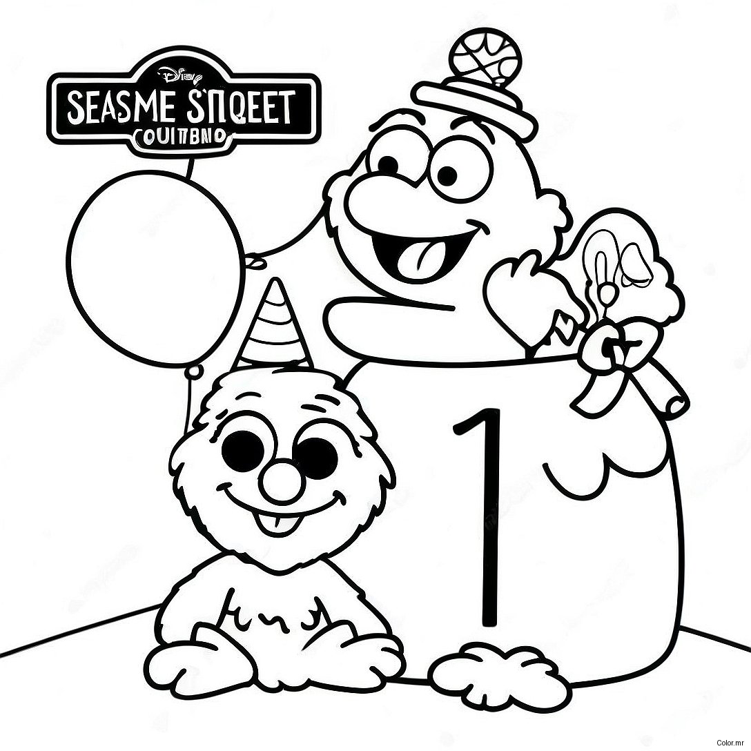 Happy 1st Birthday Sesame Street Coloring Page 70423 58225