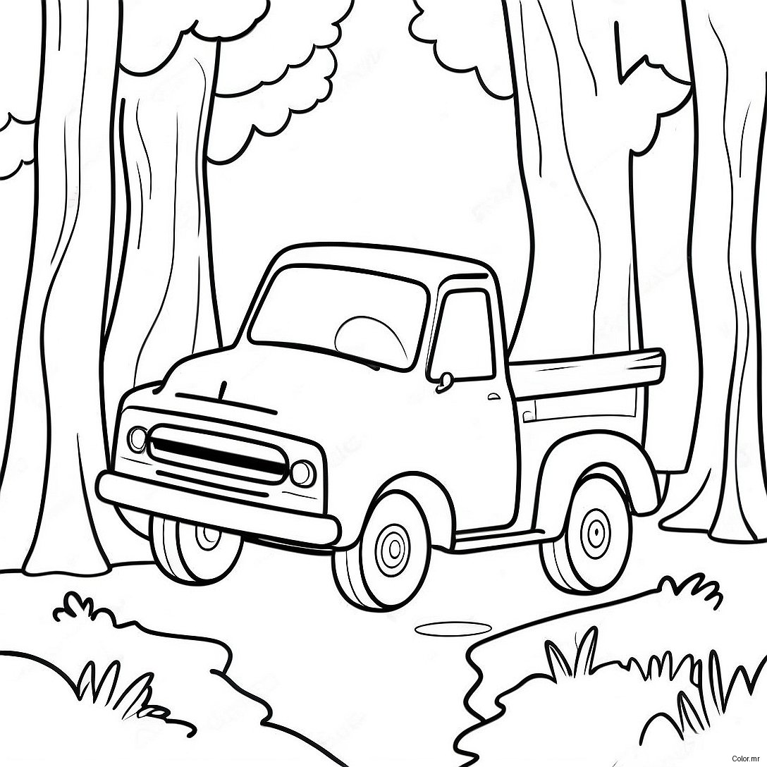 Little Blue Truck Driving Through The Forest Coloring Page 7504 6100