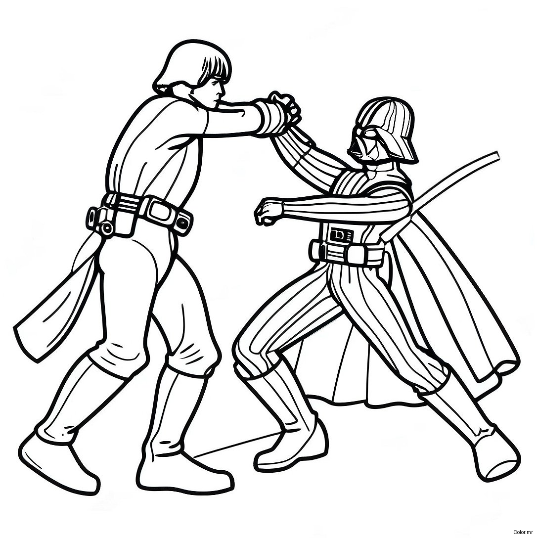 Luke Skywalker Vs Darth Vader Epic Battle Coloring Page 62467 51741