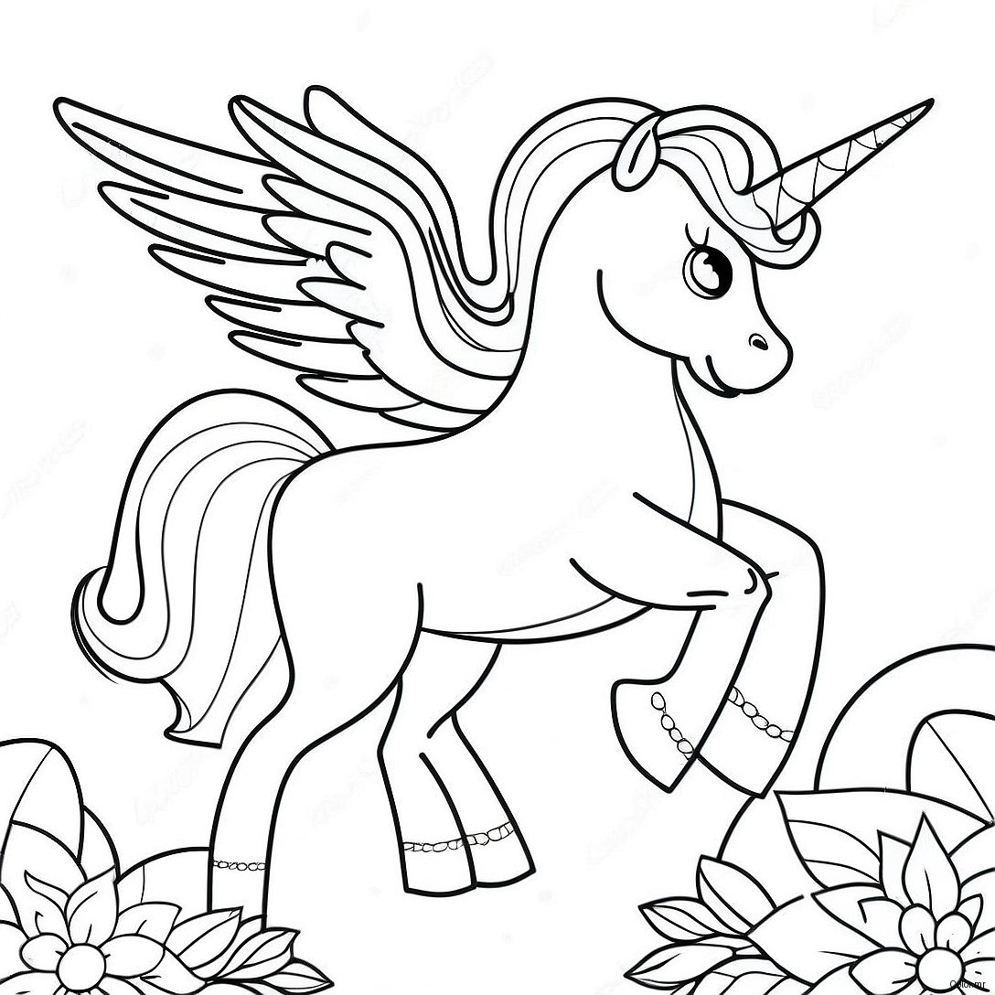 Majestic Unicorn With Sparkling Wings Coloring Page 11558 9471