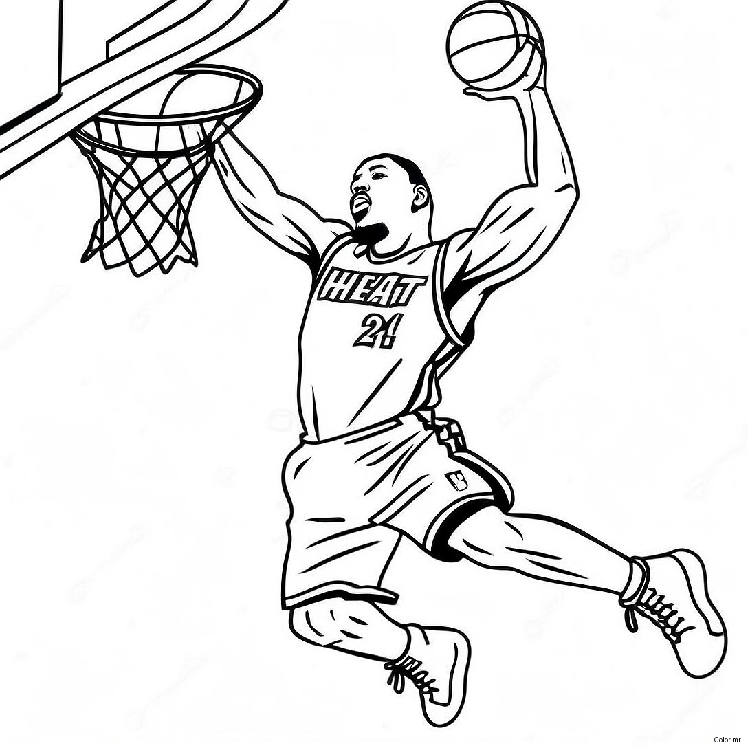 Miami Heat Basketball Player Dunking Coloring Page 27544 25078