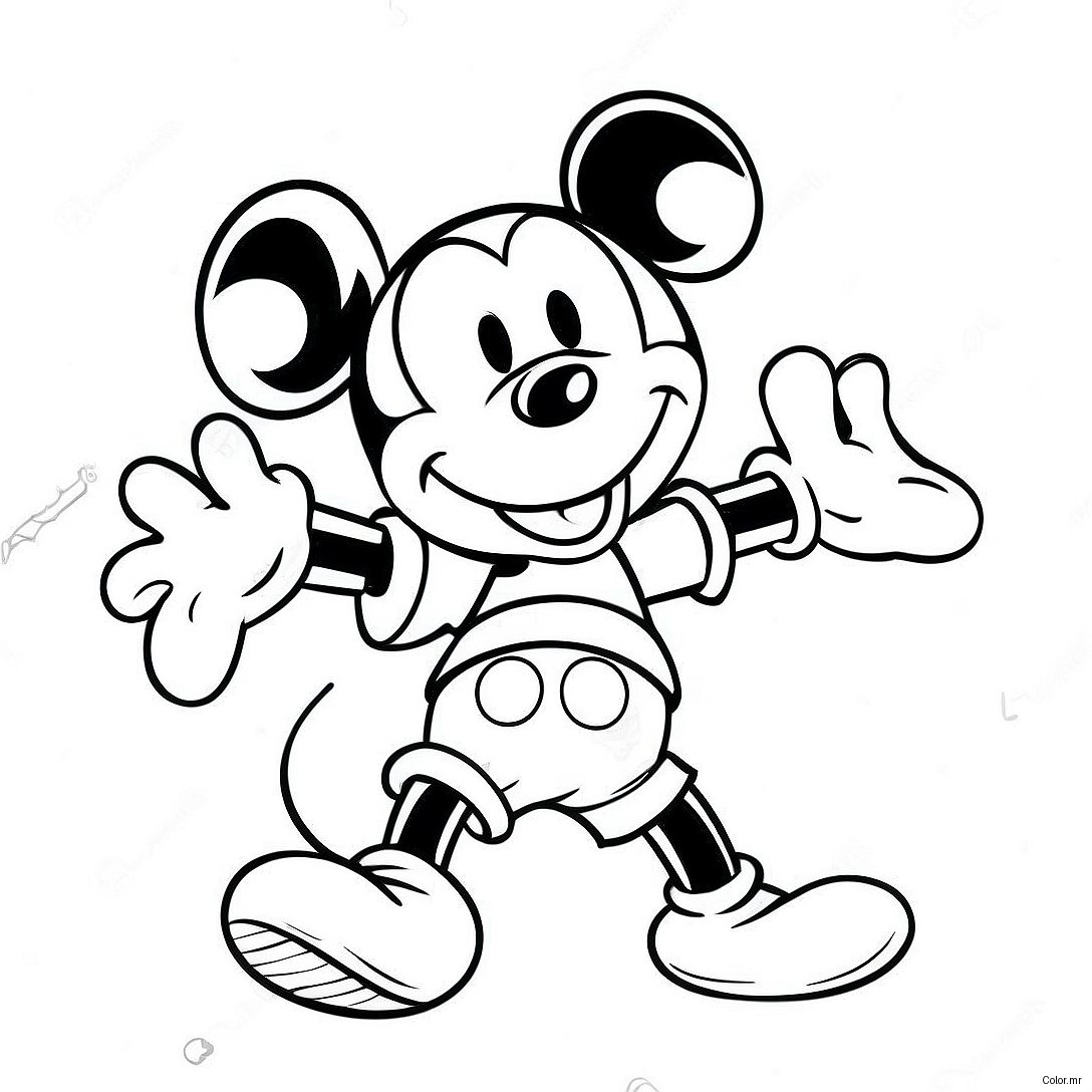 Mickey Mouse Dancing In Colorful Shorts Coloring Page 46584 38798