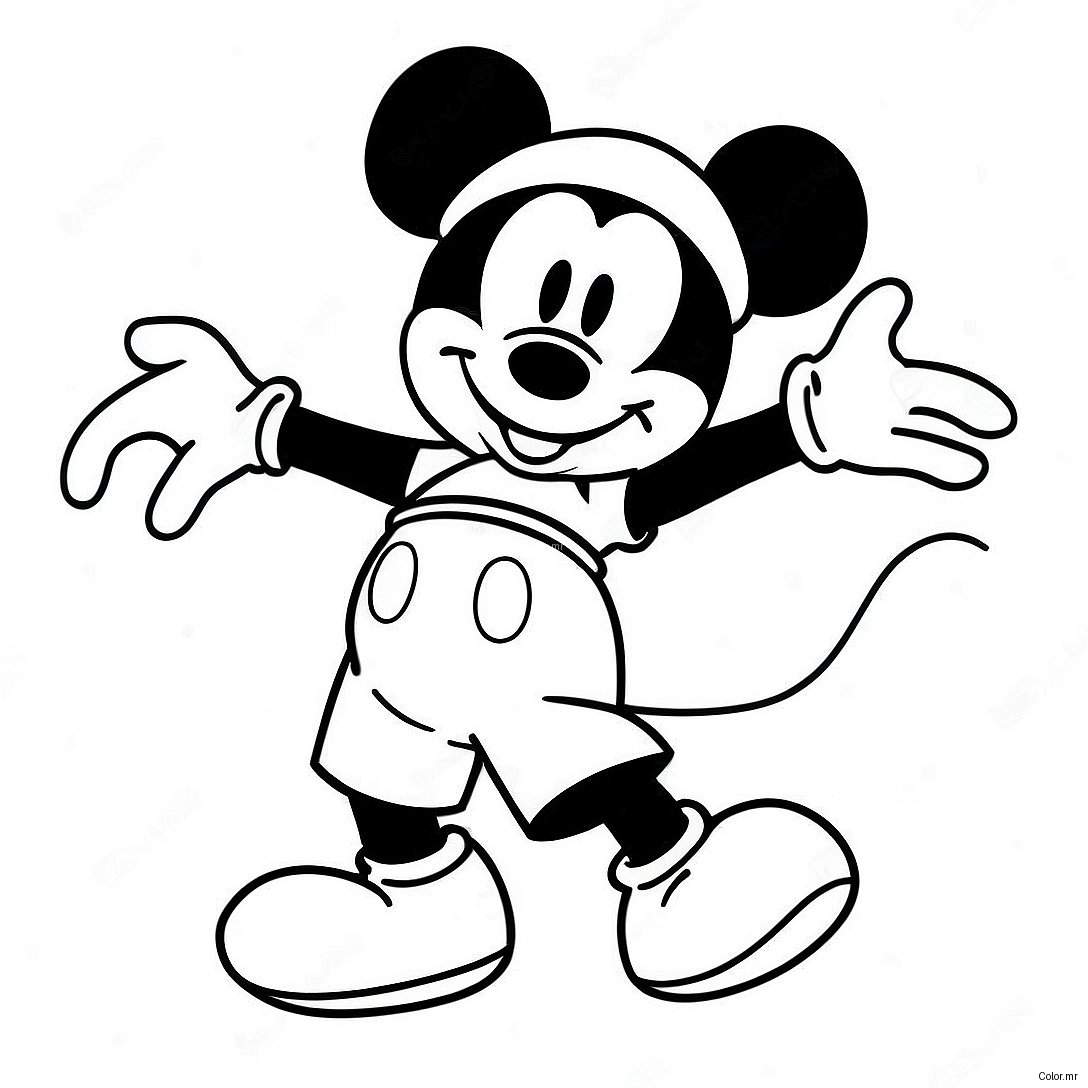 Mickey Mouse Dancing In Colorful Shorts Coloring Page 46584 38799