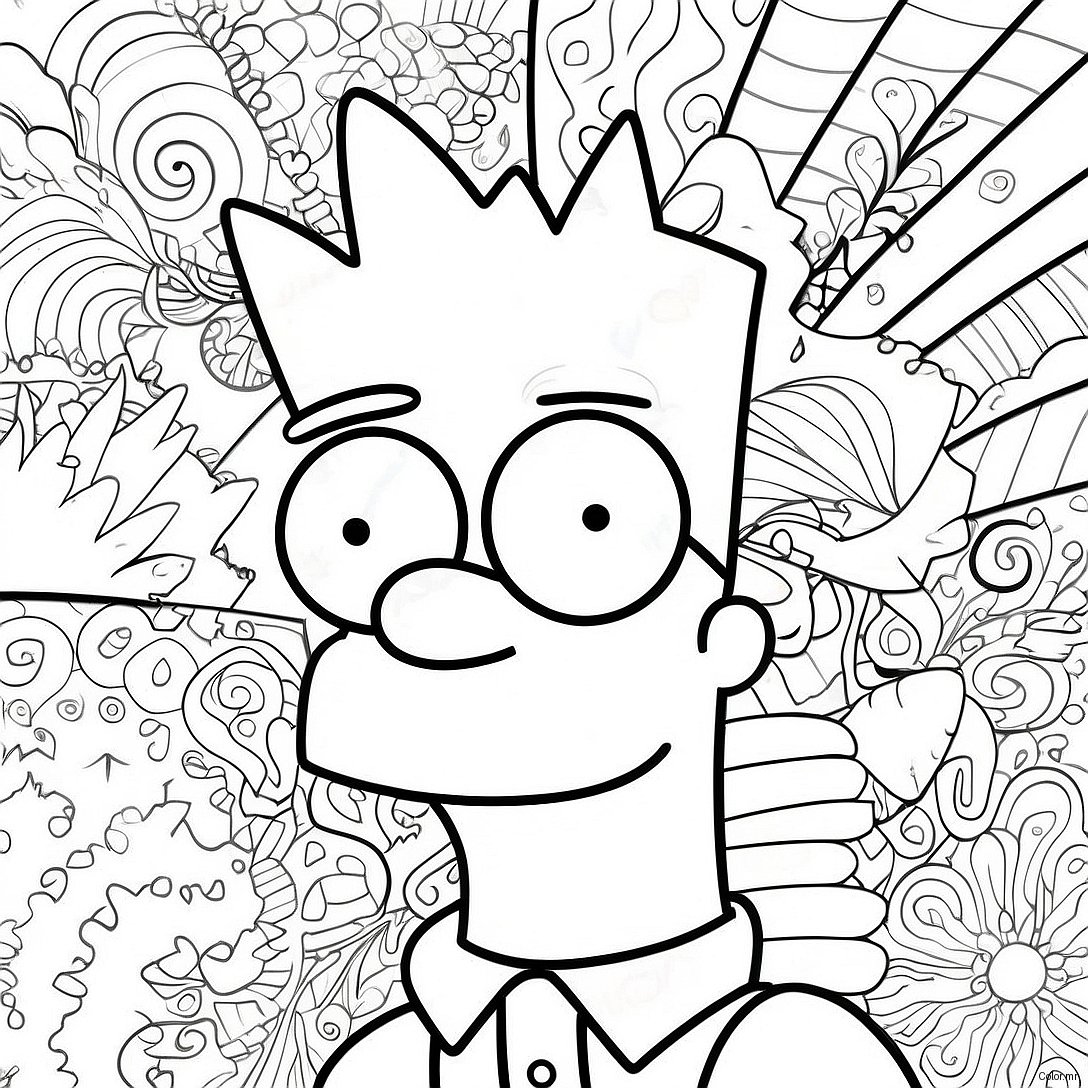 Psychedelic Bart Simpson With Groovy Patterns Coloring Page 13438 11154