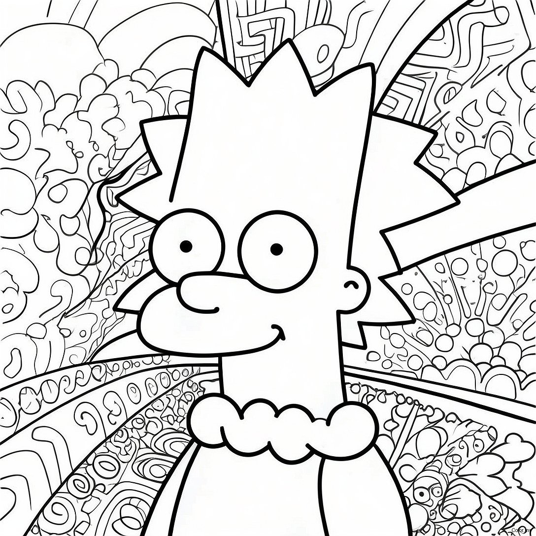 Psychedelic Bart Simpson With Groovy Patterns Coloring Page 13438 11156