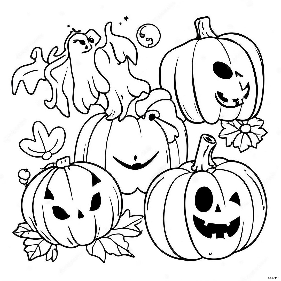 Spooky Vintage Halloween Decorations Coloring Page 15500 13130