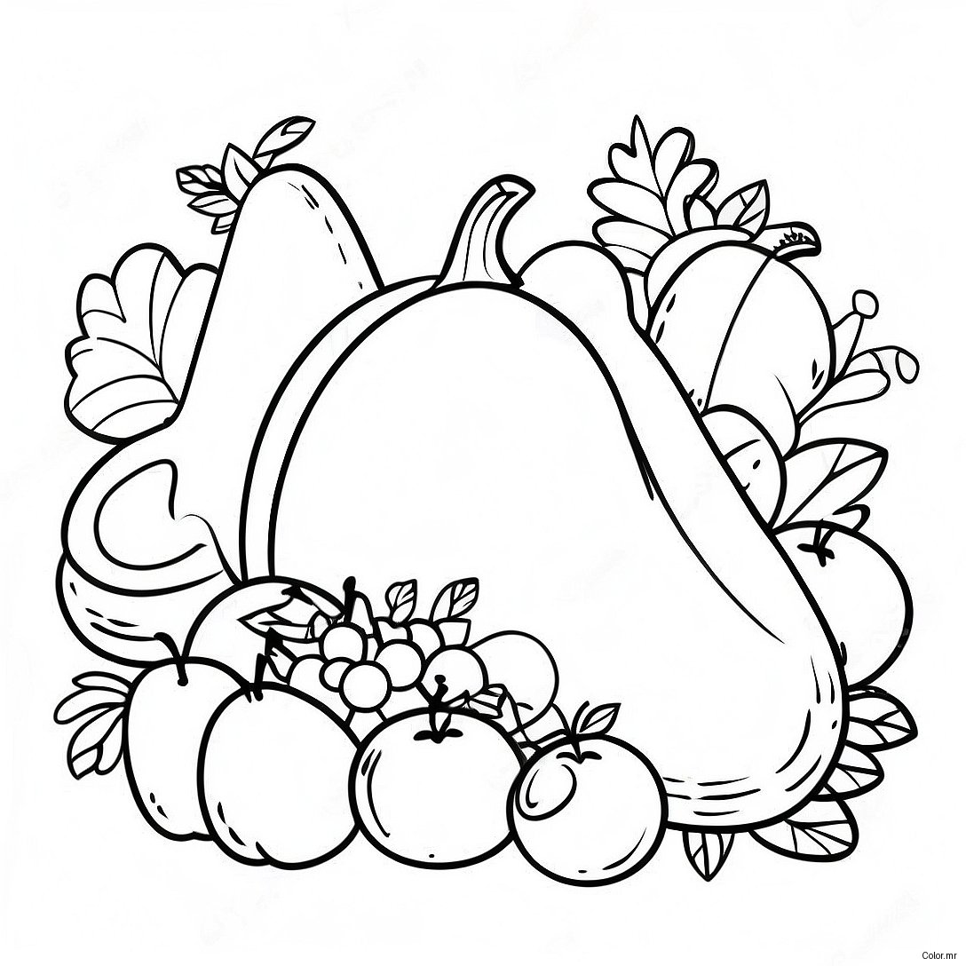 Thanksgiving Cornucopia With Fruits Coloring Page 9297 7593