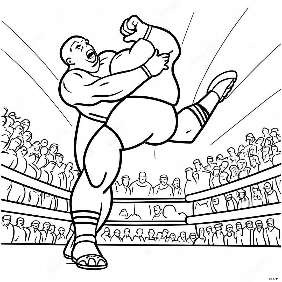 Thick Lined Wwe Wrestler Jumping On Opponent Coloring Page 36705 30588