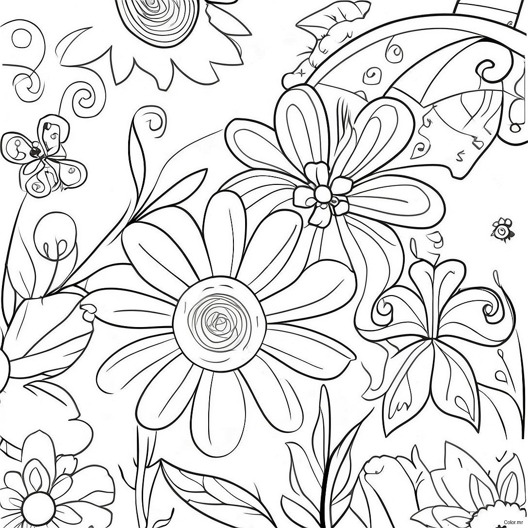 Whimsical Flowers In The Secret Garden Coloring Page 62077 51453