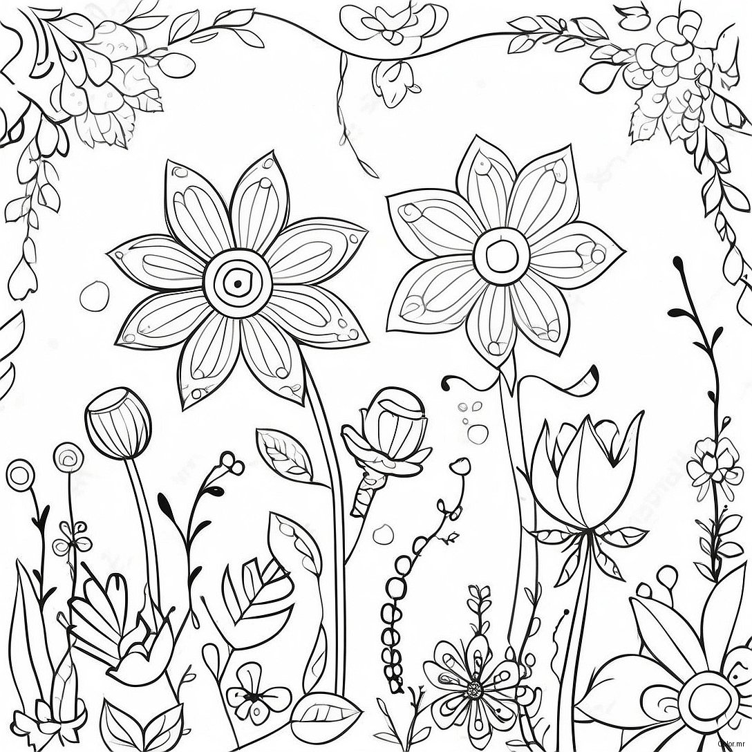 Whimsical Flowers In The Secret Garden Coloring Page 62077 51454