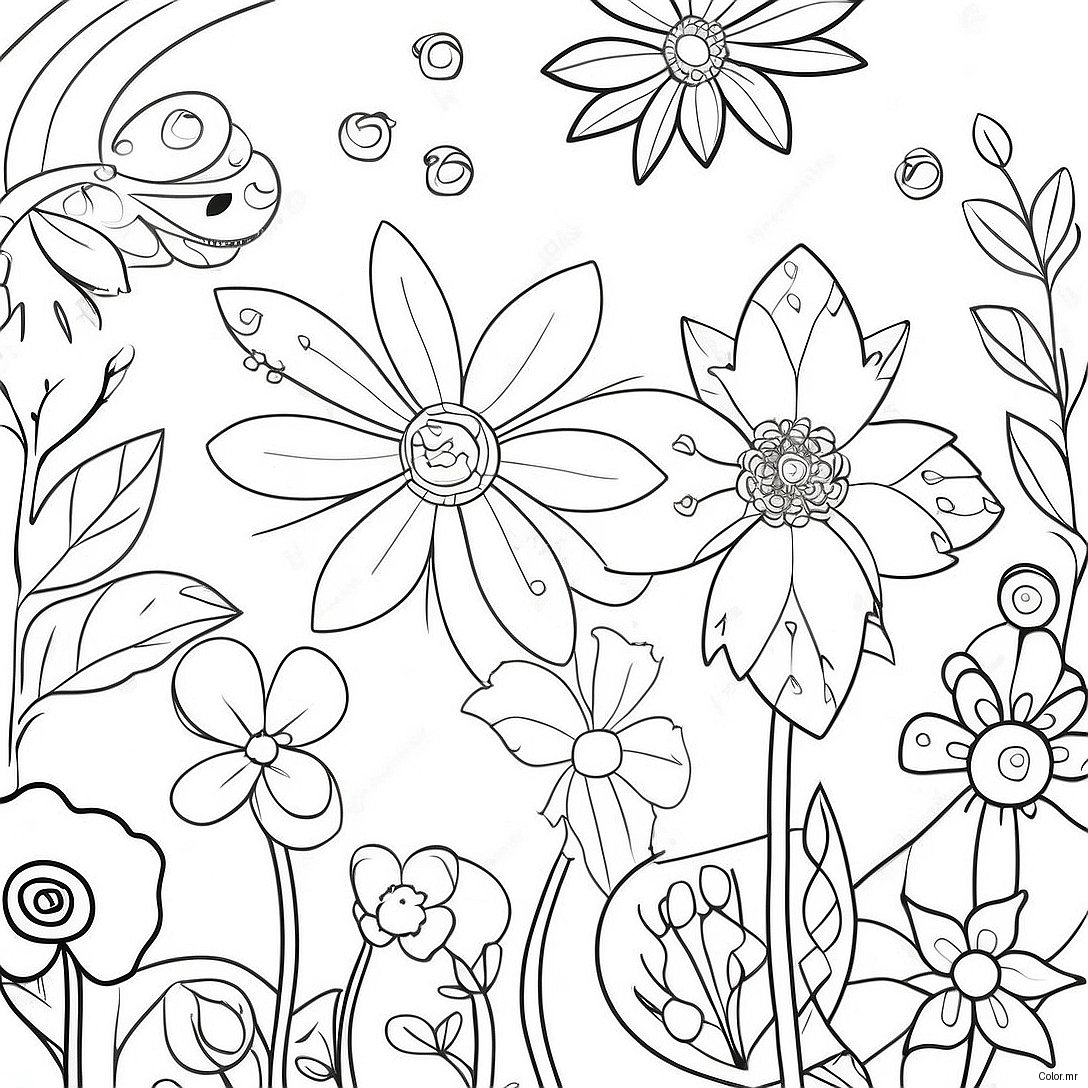 Whimsical Flowers In The Secret Garden Coloring Page 62077 51455