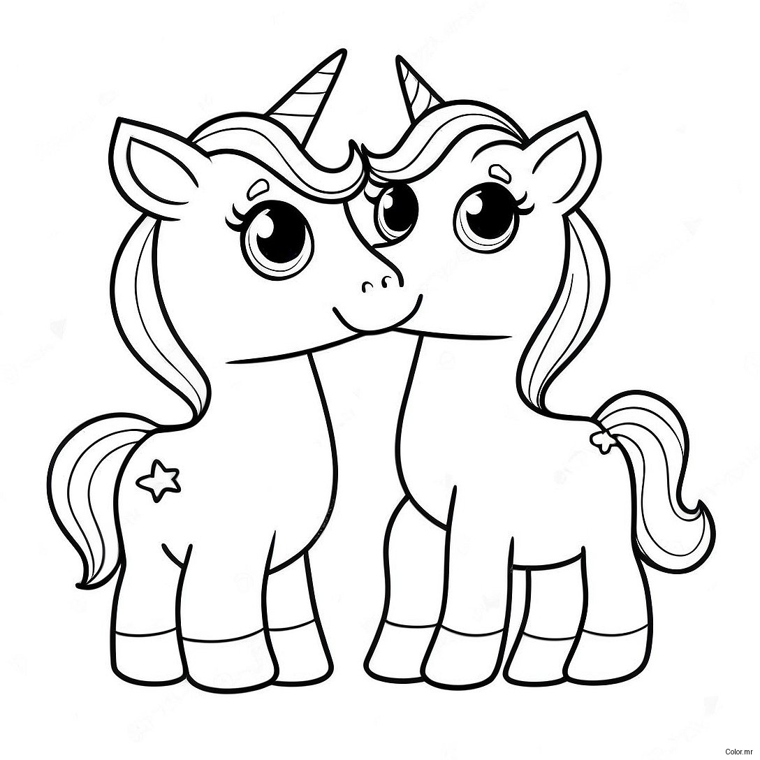 Whimsical Moody Unicorn Twins Coloring Page 43093 35875