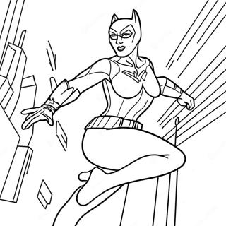 Dynamisk Catwoman I Aksjon Fargeleggingsark 10678-8758