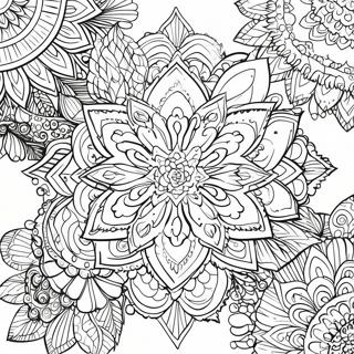 Detaljert Graskala Blomster Mandala Fargeleggingsark 12537-10427