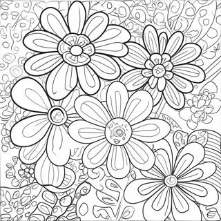 Vibrante Pop Art Blomster Fargeleggingsark 13278-11028