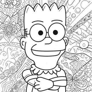 Psykedelisk Bart Simpson Med Groovy Monstre Fargeleggingsark 13438-11153