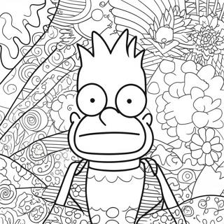 Psykedelisk Bart Simpson Med Groovy Monstre Fargeleggingsark 13438-11155