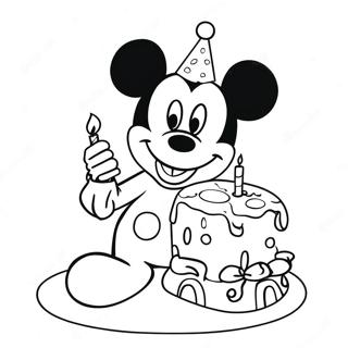 Mickey Mouse Med Bursdagskake Fargeleggingsark 13579-11258