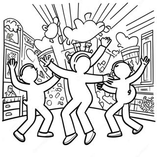 Keith Haring Dansende Figurer Fargeleggingsark 14750-12193