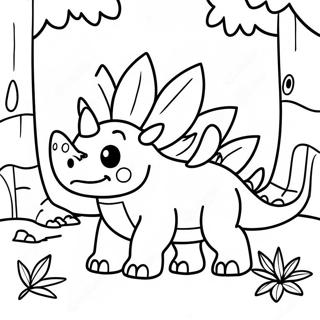 Sot Stegosaurus I En Skog Fargeleggingsark 17104-14386