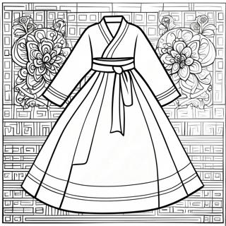 Tradisjonell Koreansk Hanbok Fargeleggingsark 17405-14619