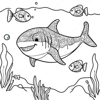 Megalodon Som Svommer I Havet Fargeleggingsark 1802 1488