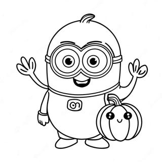 Sot Halloween Minion Med Gresskar Fargeleggingsark 18889-15801