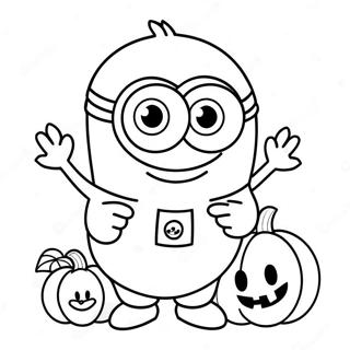 Sot Halloween Minion Med Gresskar Fargeleggingsark 18889-15802