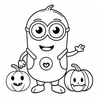 Sot Halloween Minion Med Gresskar Fargeleggingsark 18889-15804