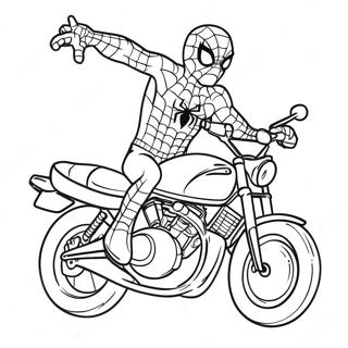 Spiderman Som Kjorer En Kul Motorsykkel Fargeleggingsark 19979-18633