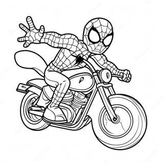 Spiderman Som Kjorer En Kul Motorsykkel Fargeleggingsark 19979-18635