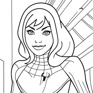 Gwen Stacy I Spider Man Kostyme Fargeleggingsark 21023-19433