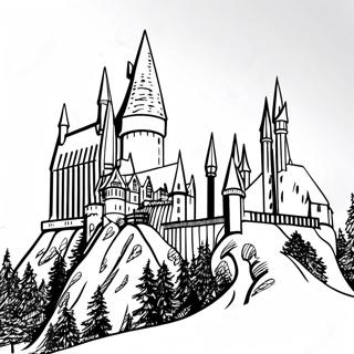 Hogwarts Slott Med Snodekt Bakgrunn Fargeleggingsark 23094-21213