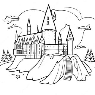 Hogwarts Slott Med Snodekt Bakgrunn Fargeleggingsark 23094-21214