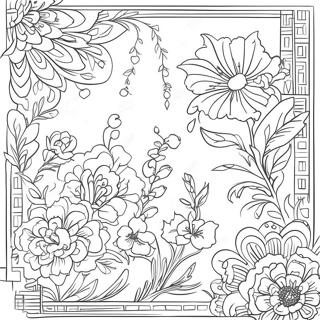 Chinoiserie Blomster Monster Fargeleggingsark 23433-21655