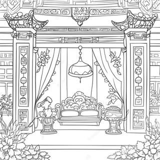 Elegant Chinoiserie Scene Fargeleggingsark 23434-21488