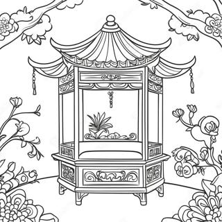 Elegant Chinoiserie Scene Fargeleggingsark 23434-21660